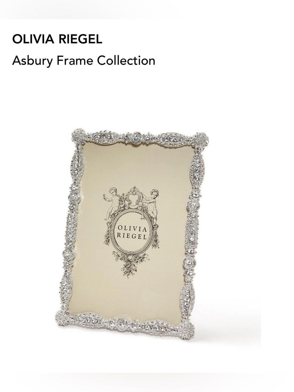 Olivia Riege Sparkling Silver Crystal Picture Frame - Elegant Home Accent 4x6